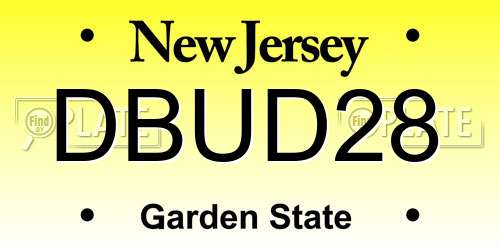 DBUD28 New Jersey License Plate