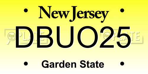DBUO25 New Jersey License Plate