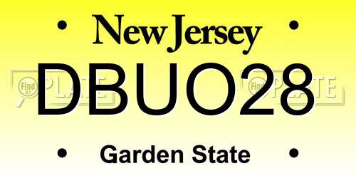 DBUO28 New Jersey License Plate
