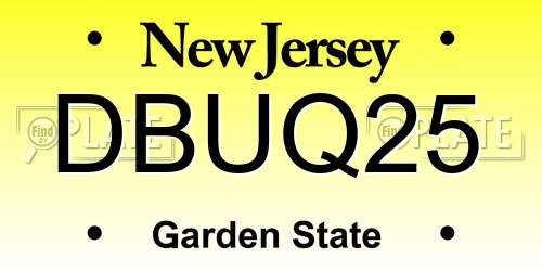DBUQ25 New Jersey License Plate