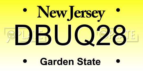 DBUQ28 New Jersey License Plate