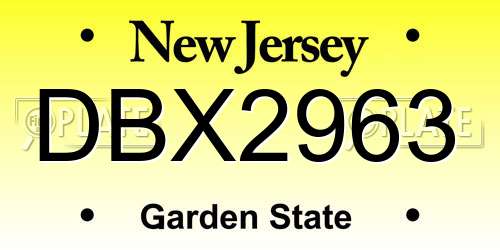 DBX2963 New Jersey License Plate
