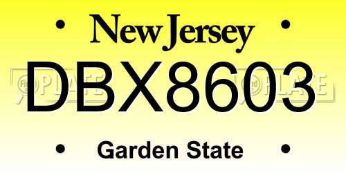 DBX8603 New Jersey License Plate