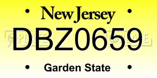 DBZ0659 New Jersey License Plate