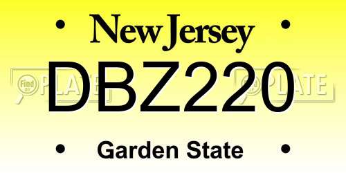DBZ220 New Jersey License Plate