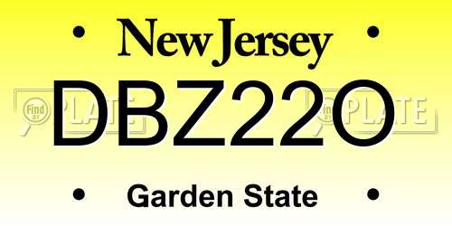 DBZ22O New Jersey License Plate