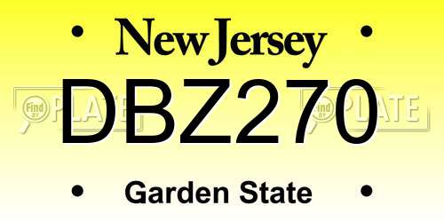 DBZ270 New Jersey License Plate