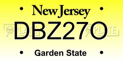 DBZ27O New Jersey License Plate