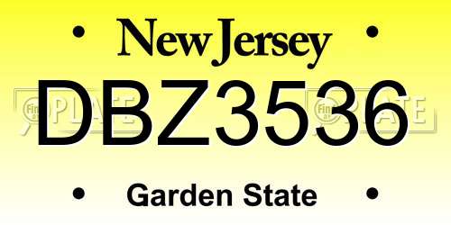DBZ3536 New Jersey License Plate