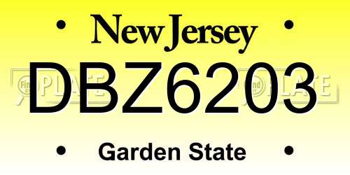 DBZ6203 New Jersey License Plate
