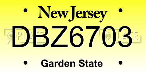 DBZ6703 New Jersey License Plate
