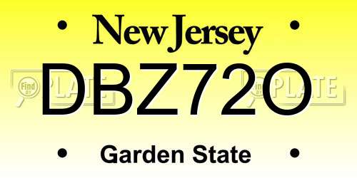 DBZ72O New Jersey License Plate