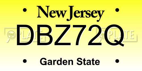 DBZ72Q New Jersey License Plate