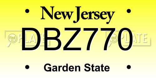 DBZ770 New Jersey License Plate