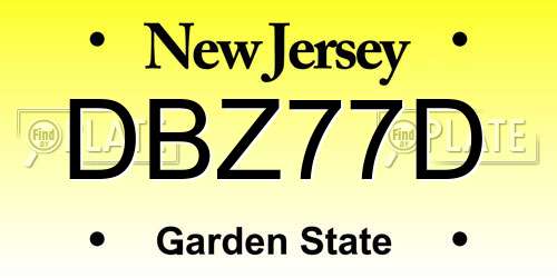 DBZ77D New Jersey License Plate