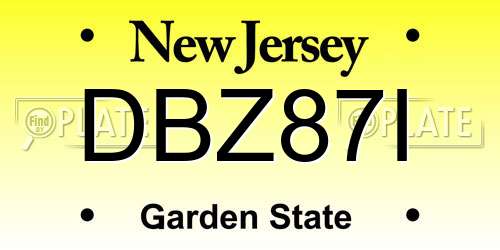 DBZ87I New Jersey License Plate