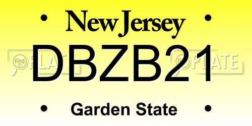 DBZB21 New Jersey License Plate