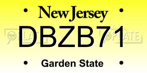 DBZB71 New Jersey License Plate