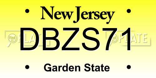 DBZS71 New Jersey License Plate