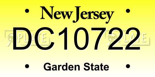 DC10722 New Jersey License Plate