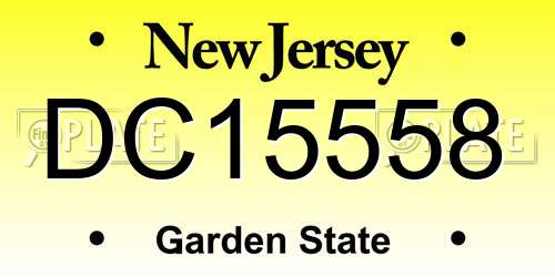 DC15558 New Jersey License Plate