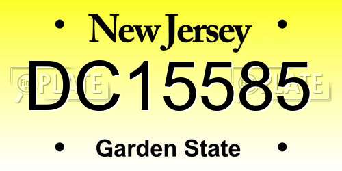 DC15585 New Jersey License Plate