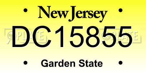 DC15855 New Jersey License Plate