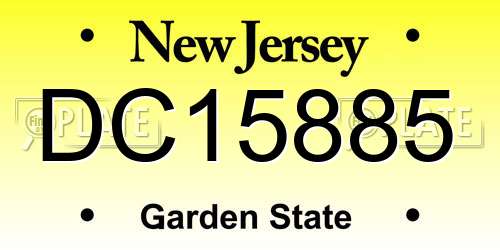 DC15885 New Jersey License Plate