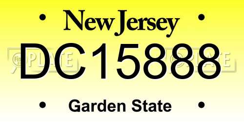 DC15888 New Jersey License Plate