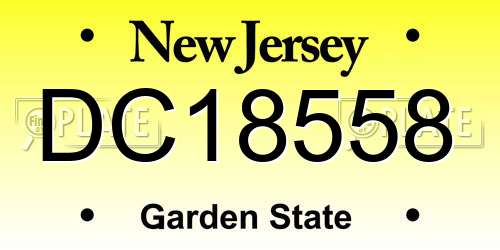 DC18558 New Jersey License Plate