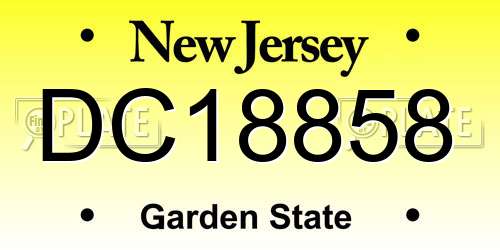 DC18858 New Jersey License Plate