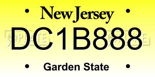 DC1B888 New Jersey License Plate