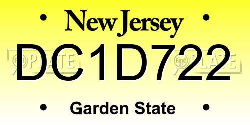 DC1D722 New Jersey License Plate
