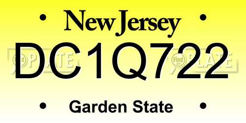 DC1Q722 New Jersey License Plate