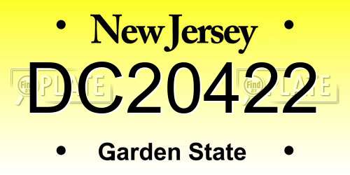 DC20422 New Jersey License Plate