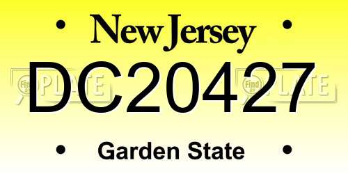 DC20427 New Jersey License Plate