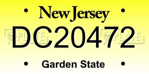 DC20472 New Jersey License Plate