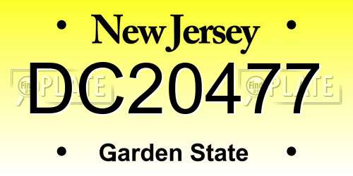 DC20477 New Jersey License Plate