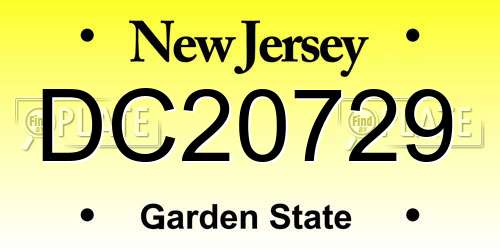 DC20729 New Jersey License Plate
