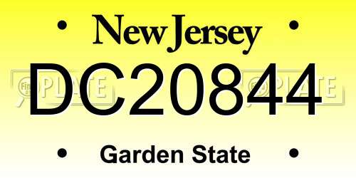 DC20844 New Jersey License Plate