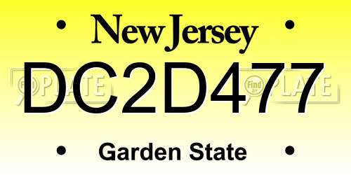 DC2D477 New Jersey License Plate