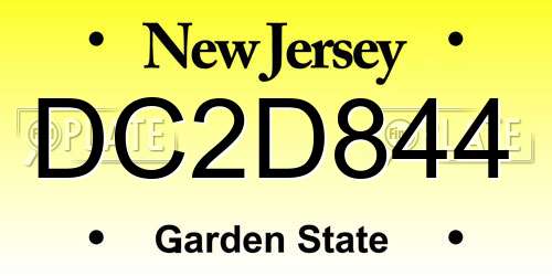 DC2D844 New Jersey License Plate