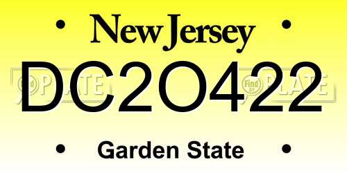 DC2O422 New Jersey License Plate