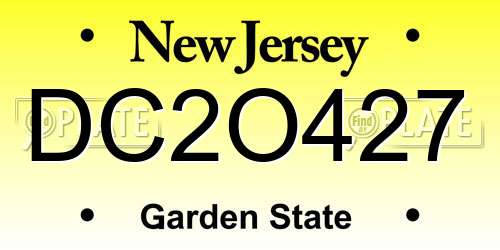 DC2O427 New Jersey License Plate