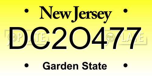 DC2O477 New Jersey License Plate
