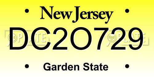 DC2O729 New Jersey License Plate