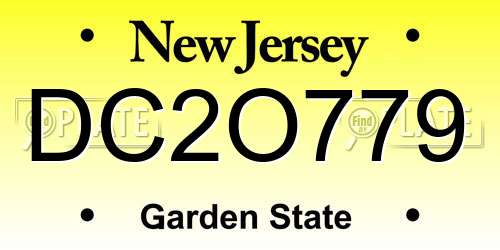 DC2O779 New Jersey License Plate