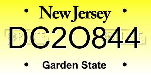DC2O844 New Jersey License Plate