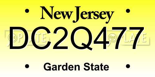 DC2Q477 New Jersey License Plate