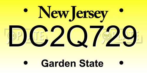 DC2Q729 New Jersey License Plate